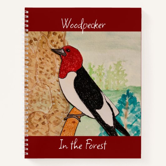 ウッドペッカーインザフォレスト深いレッド ノートブック (正面)