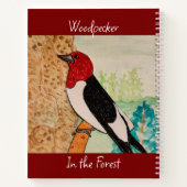 ウッドペッカーインザフォレスト深いレッド ノートブック (裏面)