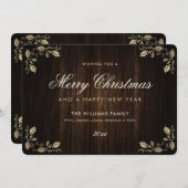 ウッドホリ素朴メリークリスマスハッピーニューイヤー シーズンカード (正面/裏面)