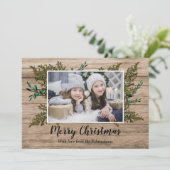ウッドホリ素朴ーのベリーメリークリスマスフォトカード シーズンカード (スタンド正面)