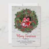 ウッドホリ素朴ーのメリークリスマス家族の写真 シーズンカード (正面)