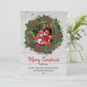 ウッドホリ素朴ーのメリークリスマス家族の写真 シーズンカード (スタンド正面)