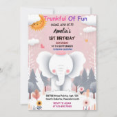 ウッドホワイトエレファント誕生日第1誕生日 招待状 (正面)