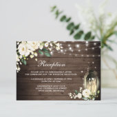 ウッドホワイトローズフローラランタンウェディングレセプション エンクロージャーカード (スタンド正面)