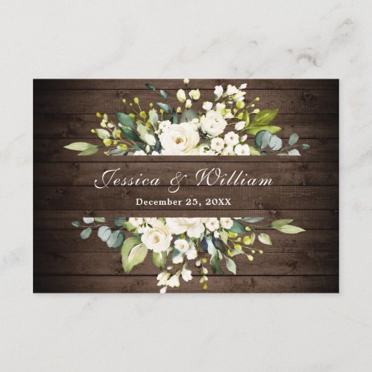 ウッドホワイトローズフローラランタンウェディングレセプション エンクロージャーカード (裏面)