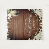 ウッドホワイトローズブライダルシャワーフォトブースバックドロップ タペストリー (正面(横))