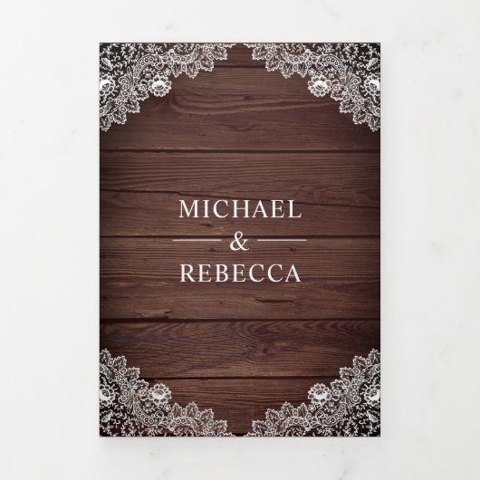 ウッドホース素朴シューズ結婚レースの写真 三つ折り招待状 (カバー)