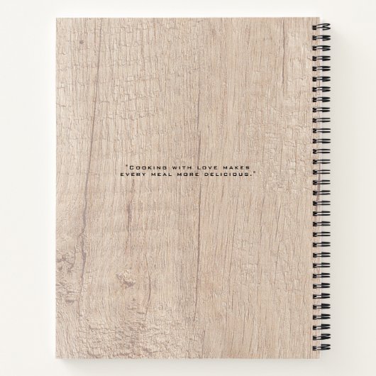 ウッドホームパーソナライズされたメイドウィズラブレシピ引用文 ノートブック (裏面)