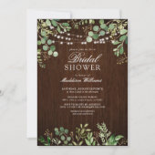 ウッドボタニカル素朴ストリングライトブライダルシャワー 招待状 (正面)
