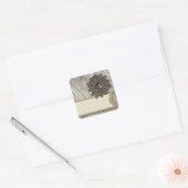 ウッドボタ素朴ン生地フラワー&シャビーバーラップ スクエアシール (封筒)