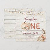 ウッドボヘミアンパンパスグラス パンプキン 誕生日 招待状 (正面/裏面)