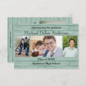 ウッドボードの背景 – 3x5卒業パーティー 招待状 (正面/裏面)