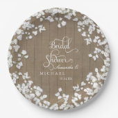ウッドボードブライダルシャワーデコールスクリプトベイビーズブレス ペーパープレート (正面)