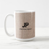 ウッドボードプランクルックモノグラムエレガントテンプレート コーヒーマグカップ (左)