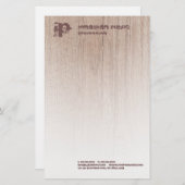 ウッドボードルックエレガントモノグラムモダンテンプレート 便箋 (正面/裏面)
