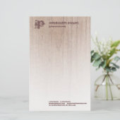 ウッドボードルックエレガントモノグラムモダンテンプレート 便箋 (スタンド正面)