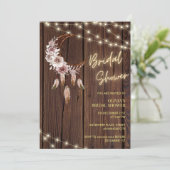 ウッドボー素朴ストリングライトブライダルシャワー 招待状 (スタンド正面)