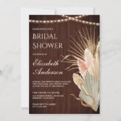 ウッドボー素朴ホドライパームパンパブライダルシャワー 招待状 (正面)