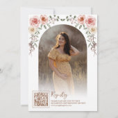 ウッドボー素朴ホフローラフォトキャノピーベイビーシャワー 招待状 (裏面)