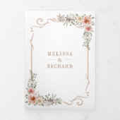 ウッドボー素朴ーフローラオールインワンキャノピー結婚ズ 三つ折り招待状 (カバー)