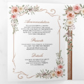 ウッドボー素朴ーフローラオールインワンキャノピー結婚ズ 三つ折り招待状 (内部最初)