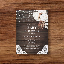 ウッドボー素朴ーフローラベビーシャワー 招待状