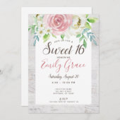 ウッドボ素朴ホフローラスウィート16誕生日 招待状 (正面/裏面)