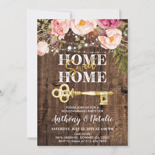 ウッドボ素朴ホフローラ引っ越し祝いパーティー 招待状 (正面)