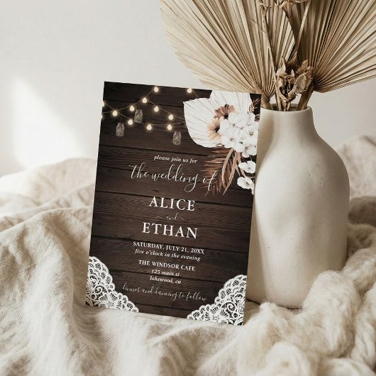 ウッドボ素朴ホ熱帯花サマー結婚ズ 招待状