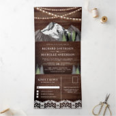 ウッドマウンテン素朴フォレストストリングライツ結婚ズ 三つ折り招待状 (内部)