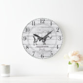 ウッドマウン素朴トヤギの家族の名前の大きな時計 ラージ壁時計 (ホーム)