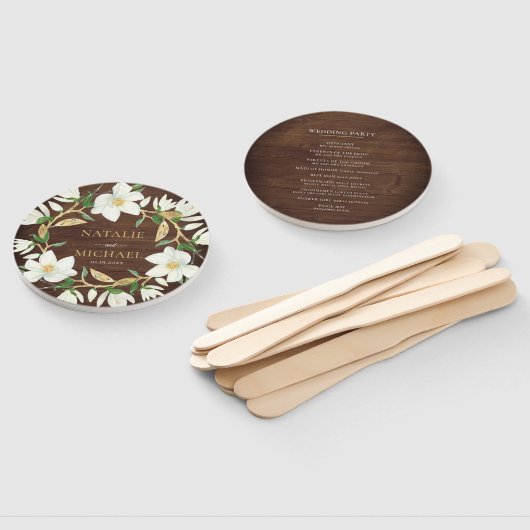 ウッドマグノリア素朴カスタムウェディング ハンドファン (組立なし)