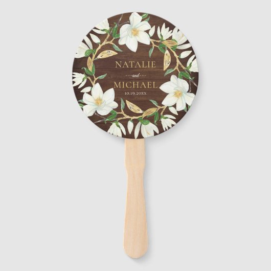 ウッドマグノリア素朴カスタムウェディング ハンドファン (正面)