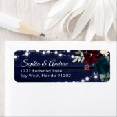 ウッドマ素朴ルサラ&ネイビーブルーフラワーアドレス ラベル (インサイチュ)