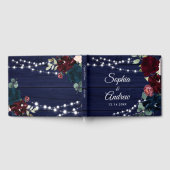 ウッドマ素朴ルサラ&ネイビーブルーフラワー結婚ズ ゲストブック (全面)