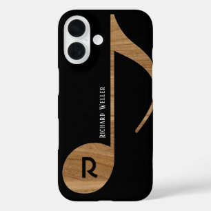 ウッドミュージックノート(名前をカスタムする) iPhone 16ケース