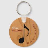 ウッドミュージックフェイクシンボルキーチェーン(名前あり) キーホルダー (正面)