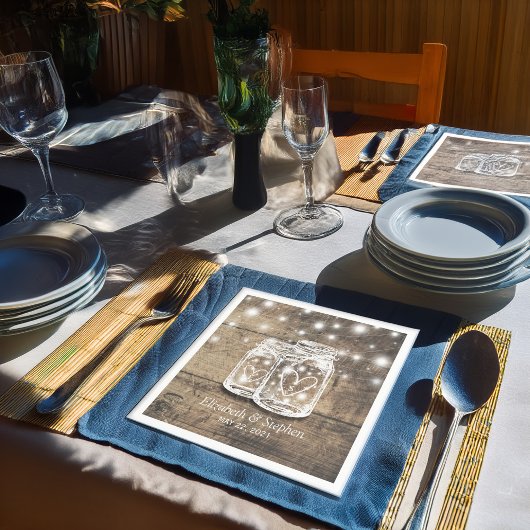 ウッドメイソン素朴ジャイルストリングライトウェディングシャワー スタンダードカクテルナプキン