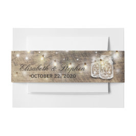 ウッドメイソン素朴ジャイルストリングライトウェディングシャワー 招待状ベリーバンド