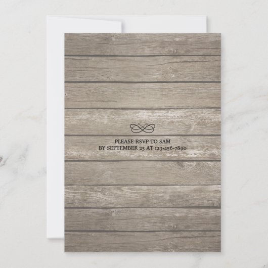 ウッドメイソン素朴ジャイルストリングライトウェディングシャワー 招待状 (裏面)