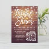 ウッドメイソン素朴ジャイルストリングライトブライダルシャワー 招待状 (スタンド正面)