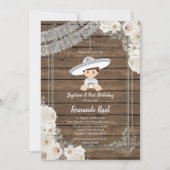 ウッドメキシカンシルバーフィエスタボーイバプテスマ誕生日 招待状 (正面)