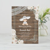 ウッドメキシカンシルバーフィエスタボーイバプテスマ誕生日 招待状 (スタンド正面)