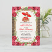 ウッドメキシコレッドチャラのバプテスマとファースト誕生日 招待状 (スタンド正面)