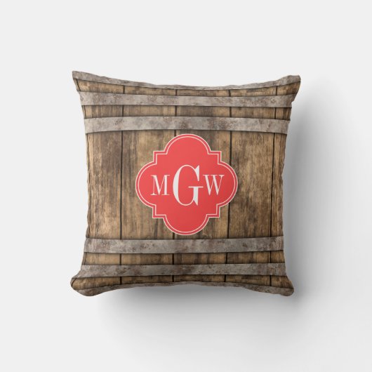 ウッドメタル素朴バンドサンゴクローバー3モノグラム クッション (正面)