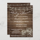 ウッドメモダンユニークイスンジャー素朴ベビーシャワー 招待状 (正面/裏面)