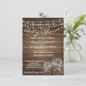 ウッドメモダンユニークイスンジャー素朴ベビーシャワー 招待状 (スタンド正面)