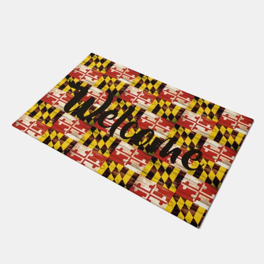 ウッドメリーランド州旗のカスタマイズ可能なドアマット ドアマット (アングル)