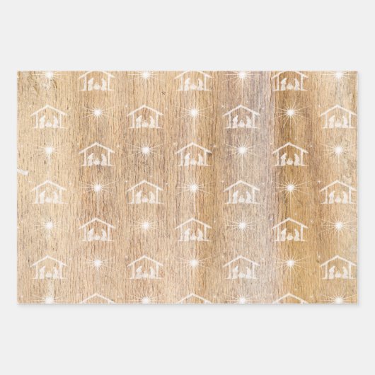 ウッドメリー素朴キストマス出生宗教whi ラッピングペーパーシート (正面2)