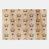 ウッドメリー素朴キリストマス出生クリスチャン ラッピングペーパーシート (正面2)